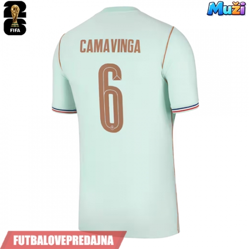 Lacne Muži Futbalové dres Francúzsko Eduardo Camavinga #6 MS 2026 Krátky Rukáv - Preč